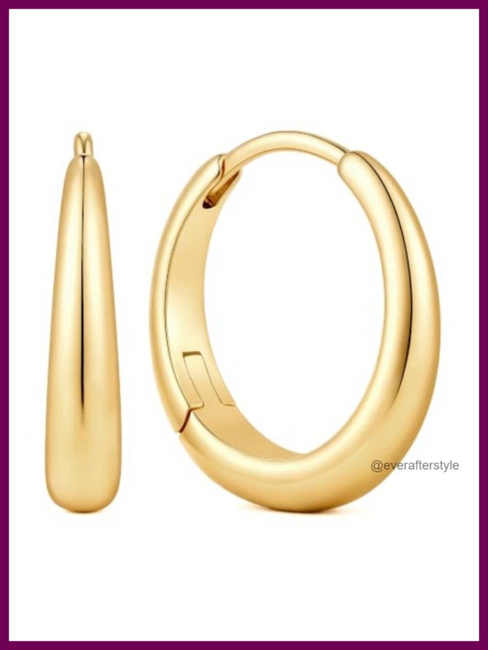 14K Gold Plated Chunky Teardrop Hoop Earrings Women 10-20mm
